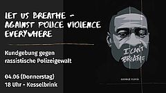 Konterfei von George Floyd mit durch den Schriftzug 'I can't breath' verdecktem Mund